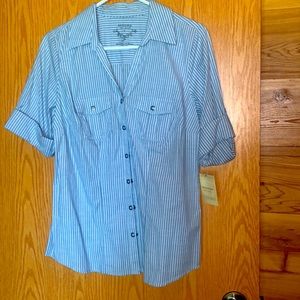 NWT Sonoma Women’s Small Blue Stripe Button-Up Blouse